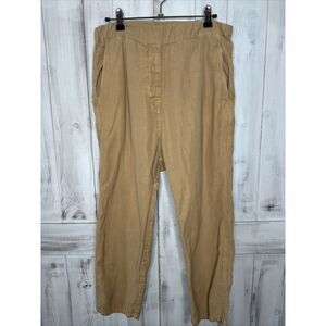 NILI LOTAN Cropped Drop Crotch Cotton Blend Elastic Waist Pants Tan Khaki‎ Small